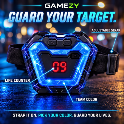 Gamezy chest target with life counter, team color and adjustable strap