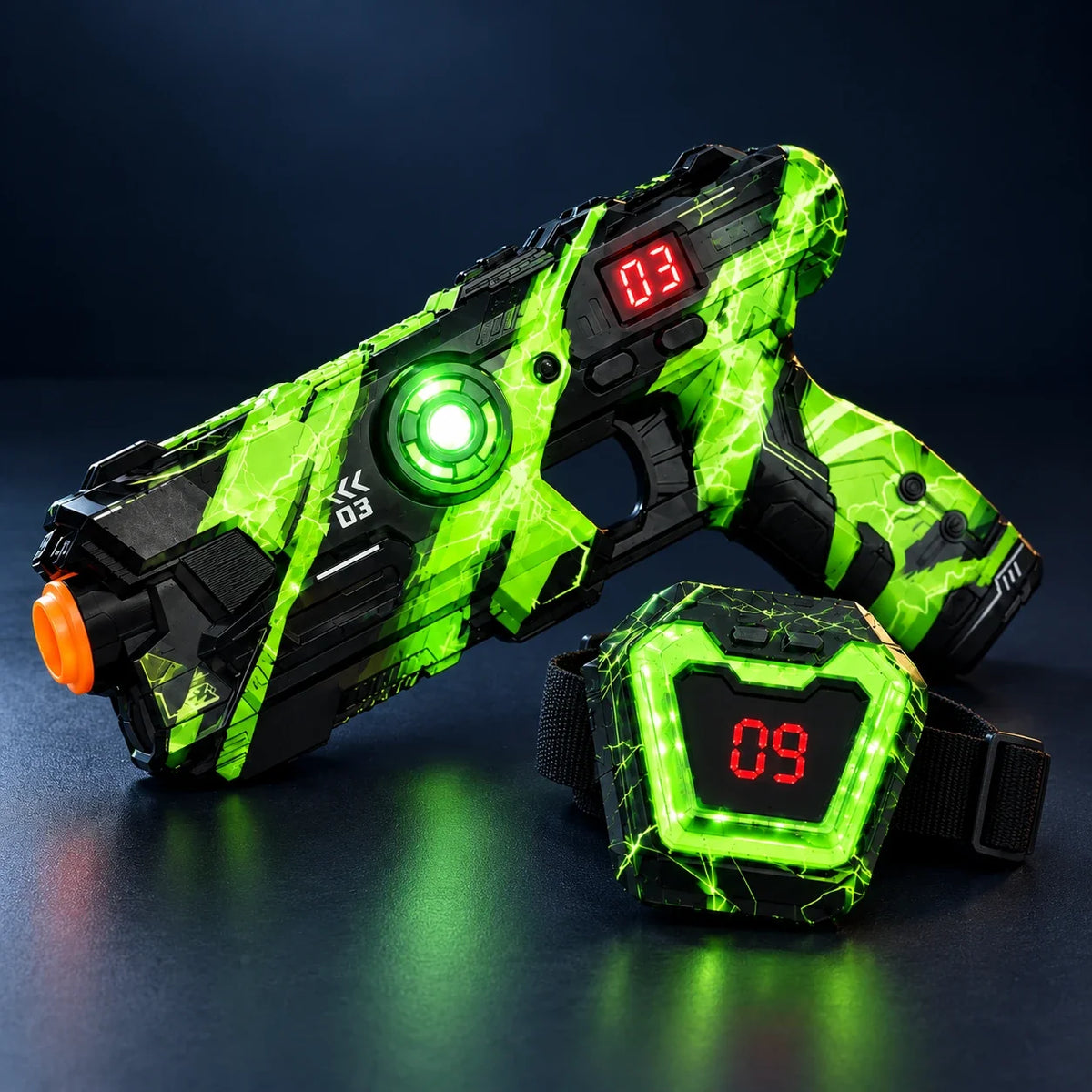 Gamezy green blaster and chest target
